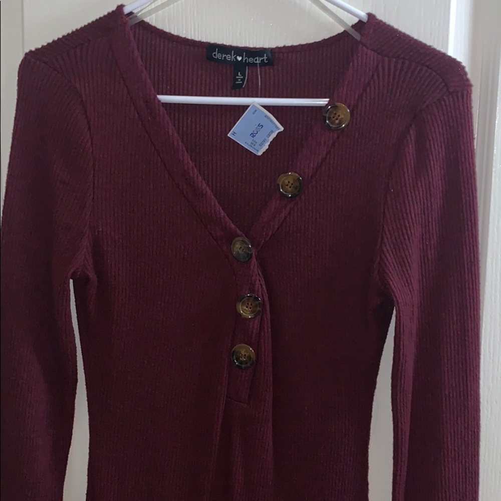 Burgundy button detail dress
